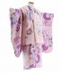 七五三 3歳女の子用被布[しなこ](被布)薄ピンク(着物)紫のレトロモダン柄No.114V
